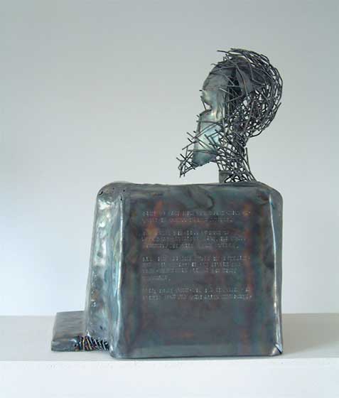2005 block statue Psalm 139 (metal sheet, welding rods)